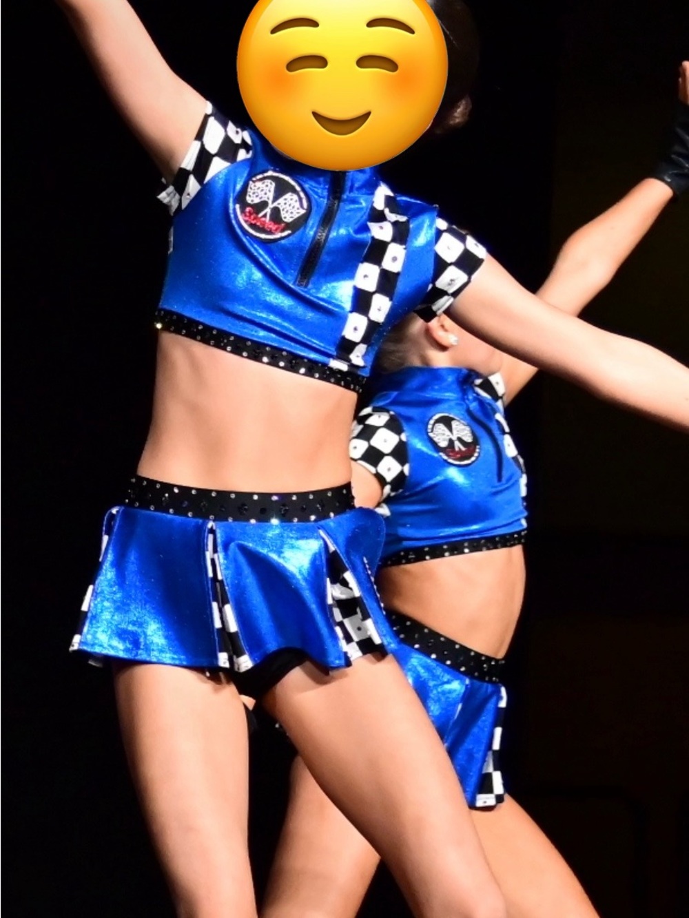 Blue Race-Theme Dance Costume (Crop Top & Skirt)